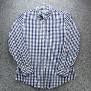 Brooks Brothers Shirt 346 Mens Medium Blue Gray Check Button Up Long Sleeve
